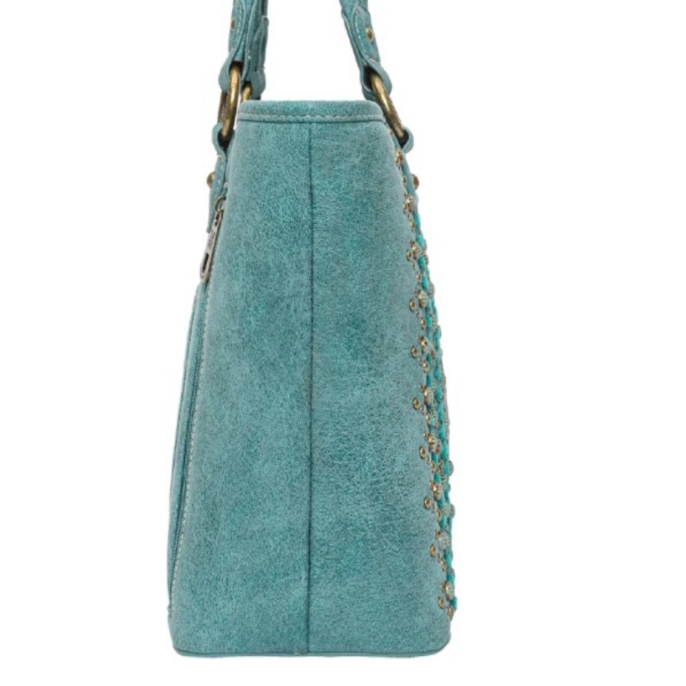 Montana West Teal Studded concealed to carry tote - Picture 5 of 6